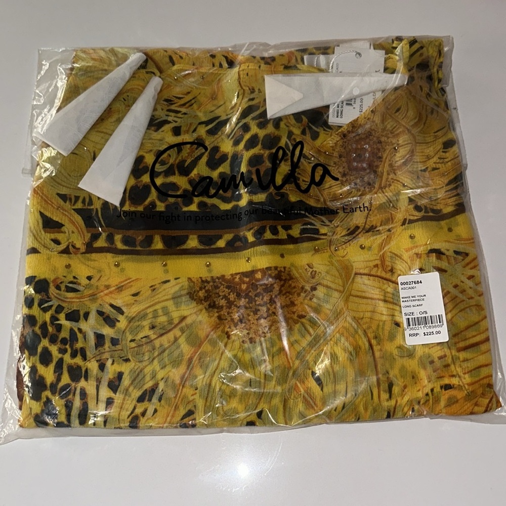 CAMILLA *Make Me Your Masterpiece* yellow floral animal print scarf shawl top - Picture 3 of 4